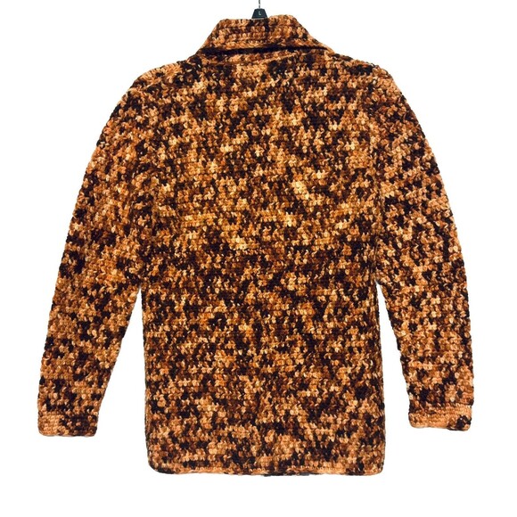 Vintage Handmade Crochet Cardigan Sweater w Collar Wooden Buttons Pockets S / M - Picture 5 of 5